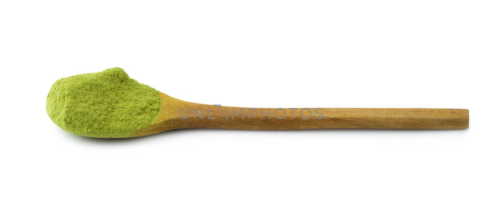 matcha powder green tea isolated on a white background.