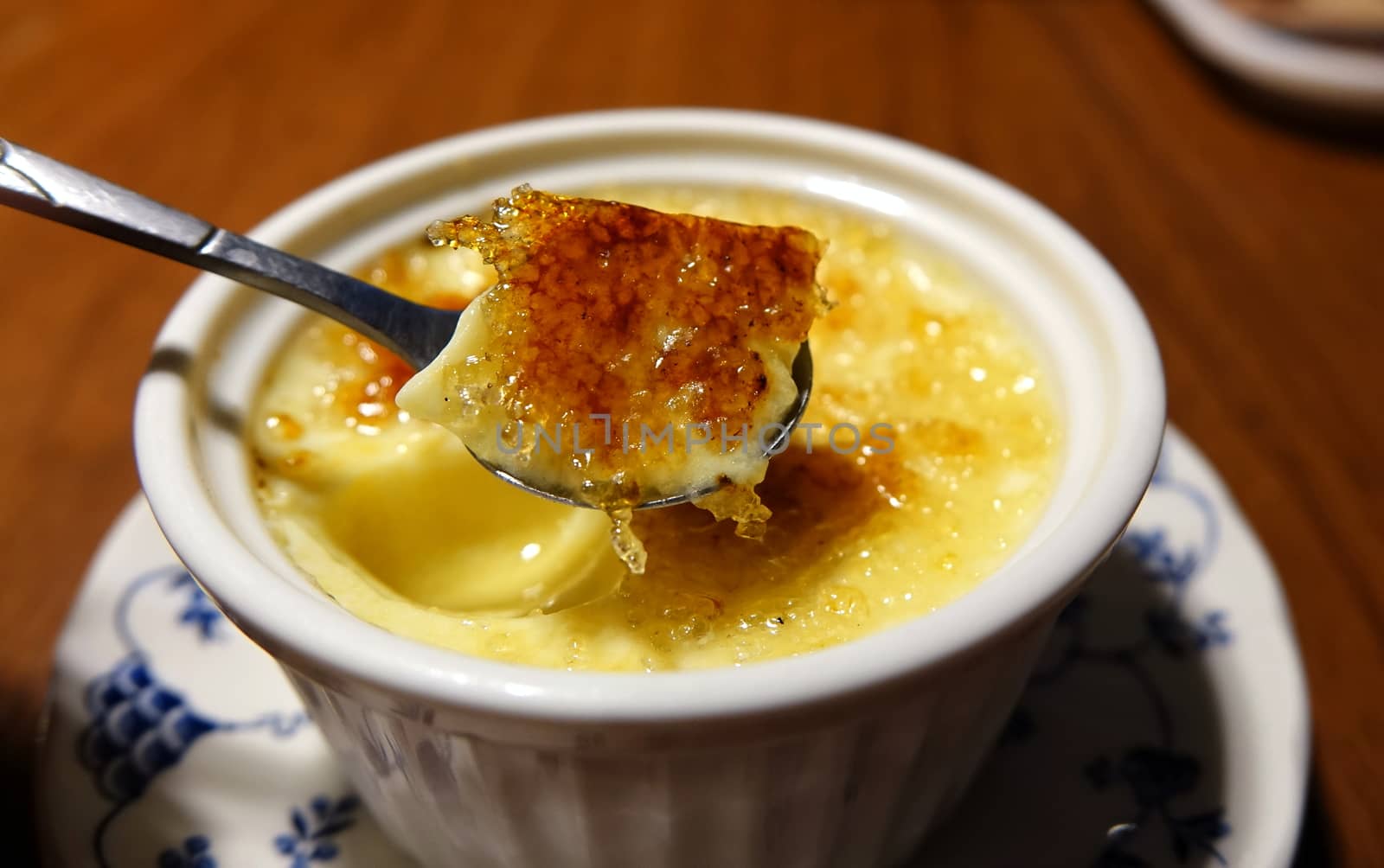 Baked egg custard pudding with caramelized sugar on top
