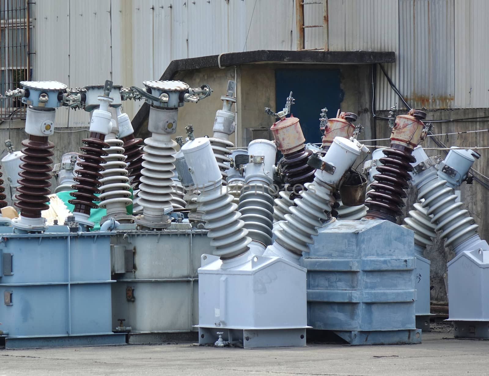 Ceramic porcelain insulators used for high voltage power lines
