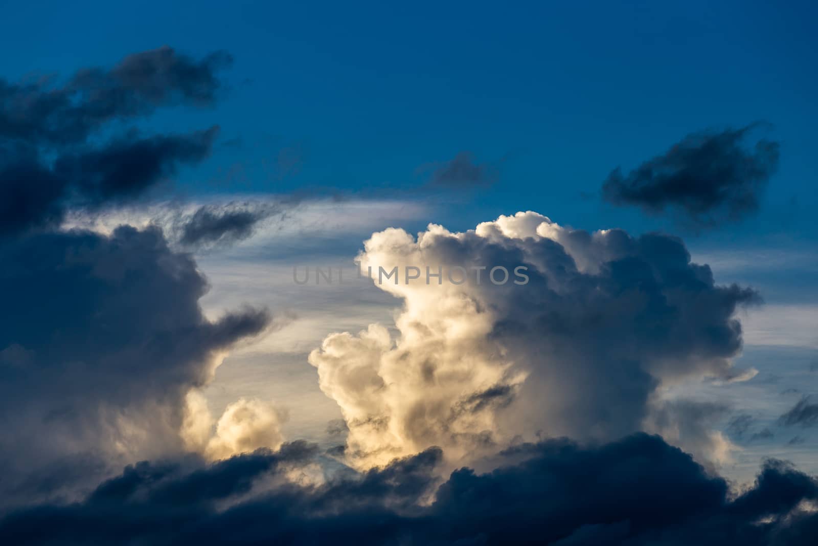 colorful dramatic sky with cloud at sunset