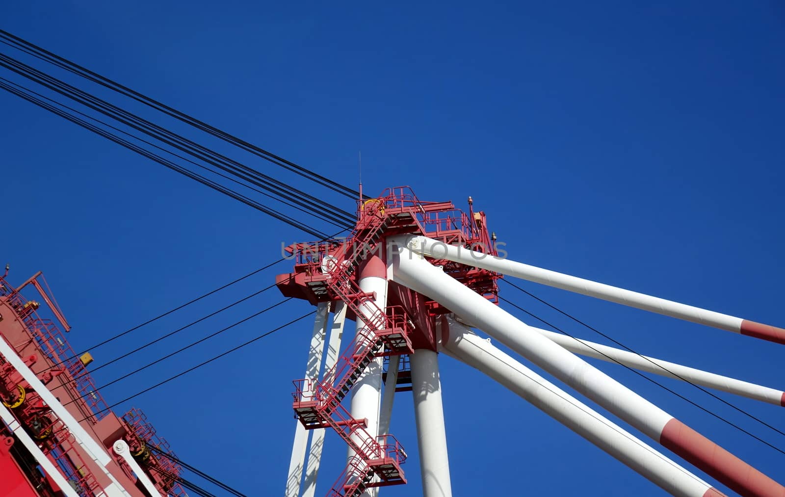 Detail of a large crane used for loading containers on to ships