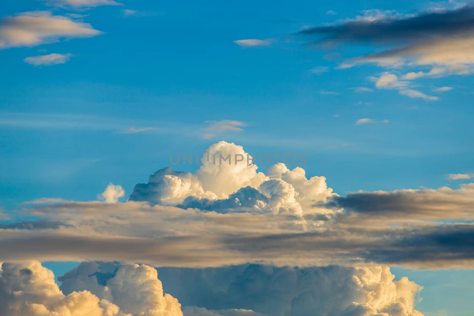 colorful dramatic sky with cloud at sunset