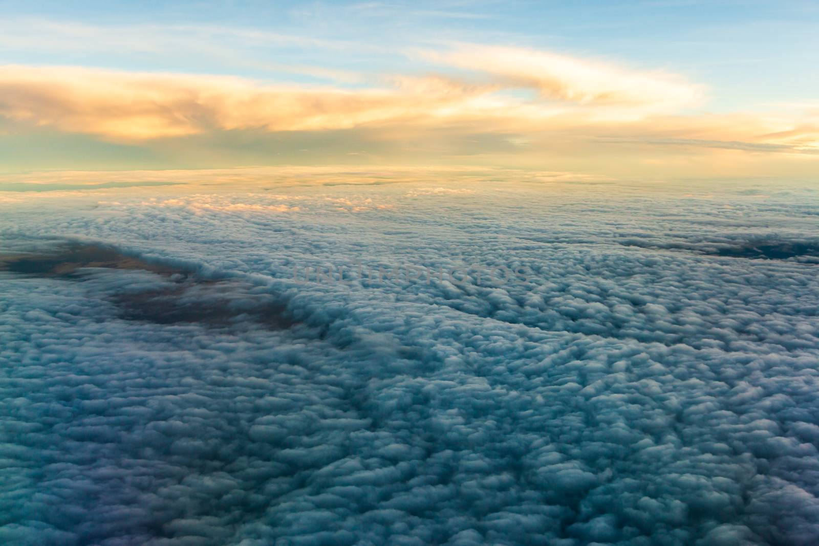 blue sky with the clouds from the plane view