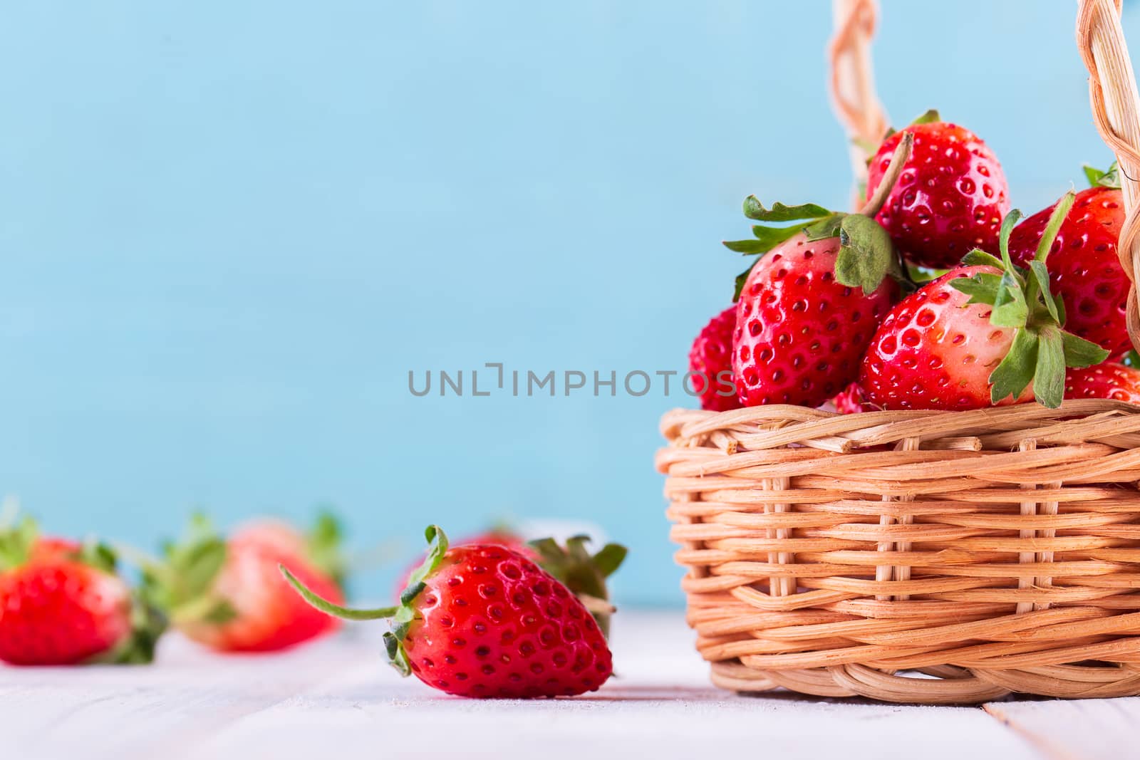 Three strawberries with strawberry leaf  by freedomnaruk