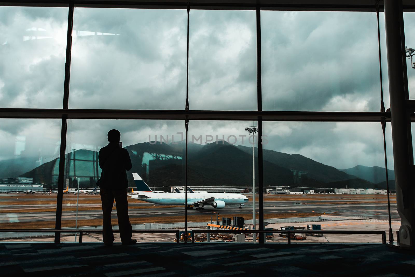 International Airport Terminal in blue tone
