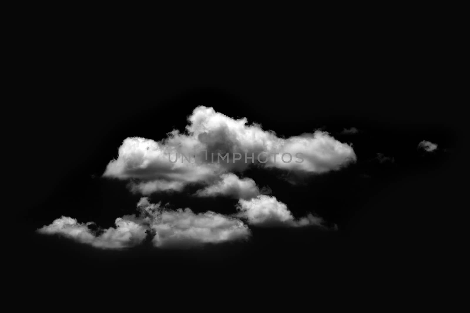 White cloud isolated on a black background realistic cloud