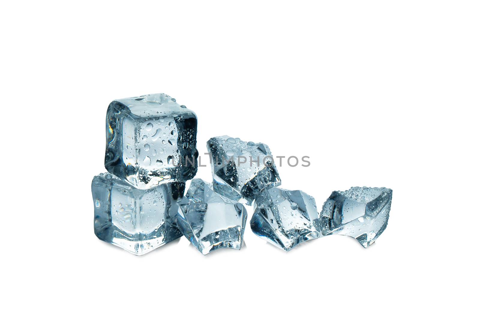 ice cubes on white background