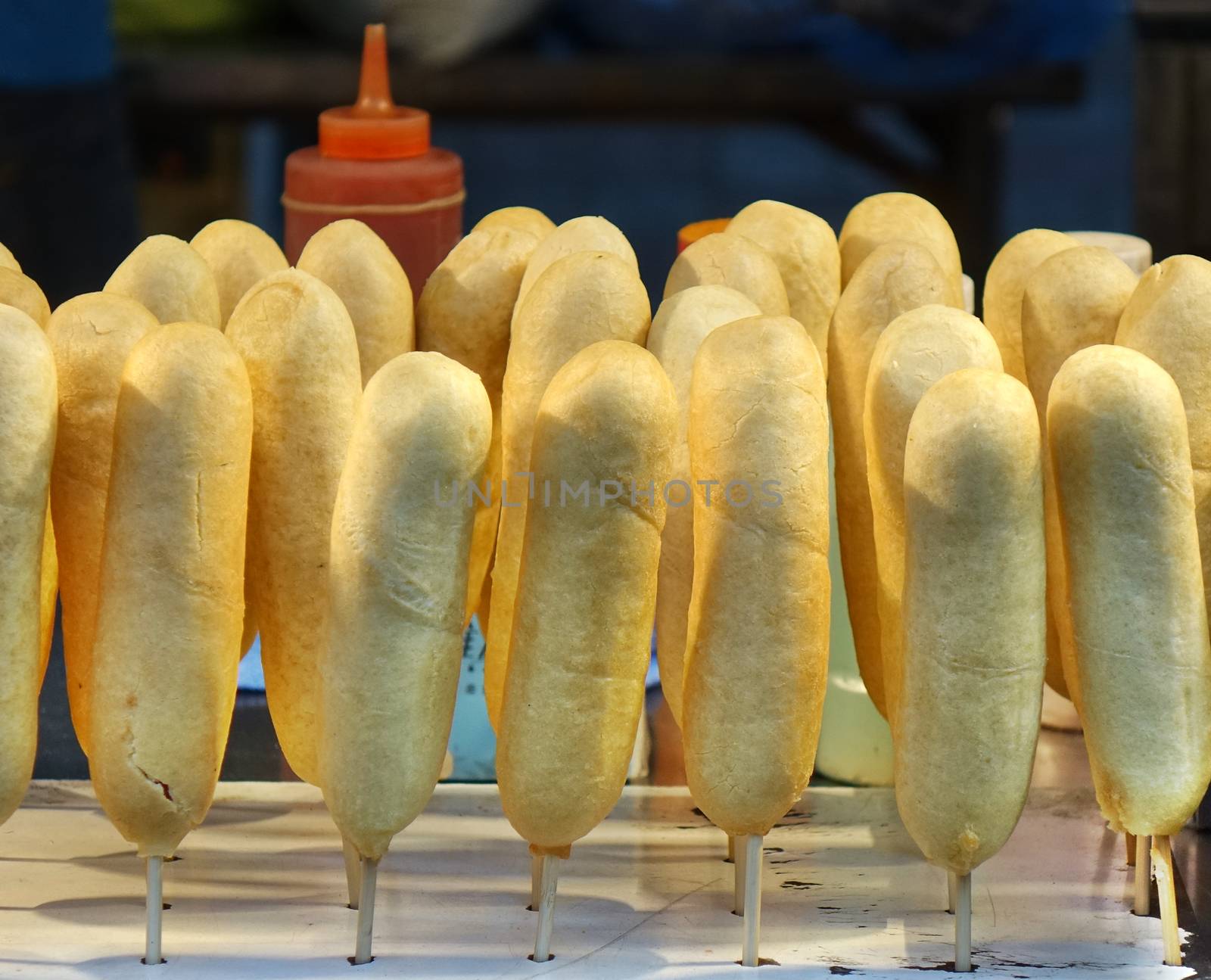 A fast food stand sells corn dogs