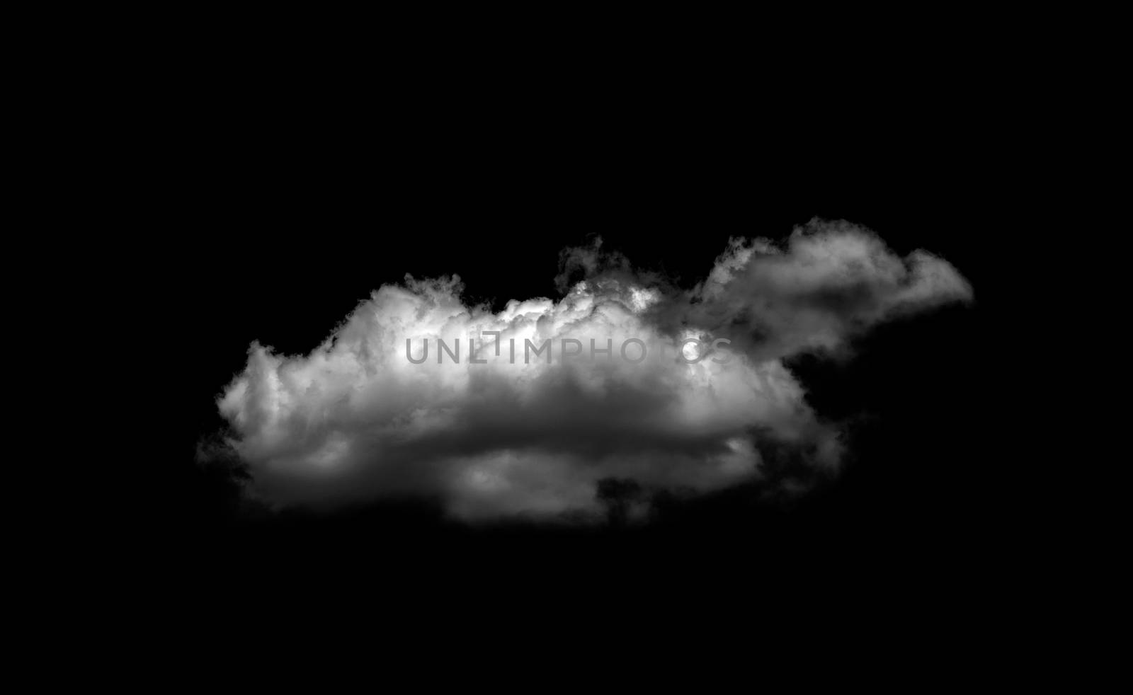 White cloud isolated on a black background realistic cloud