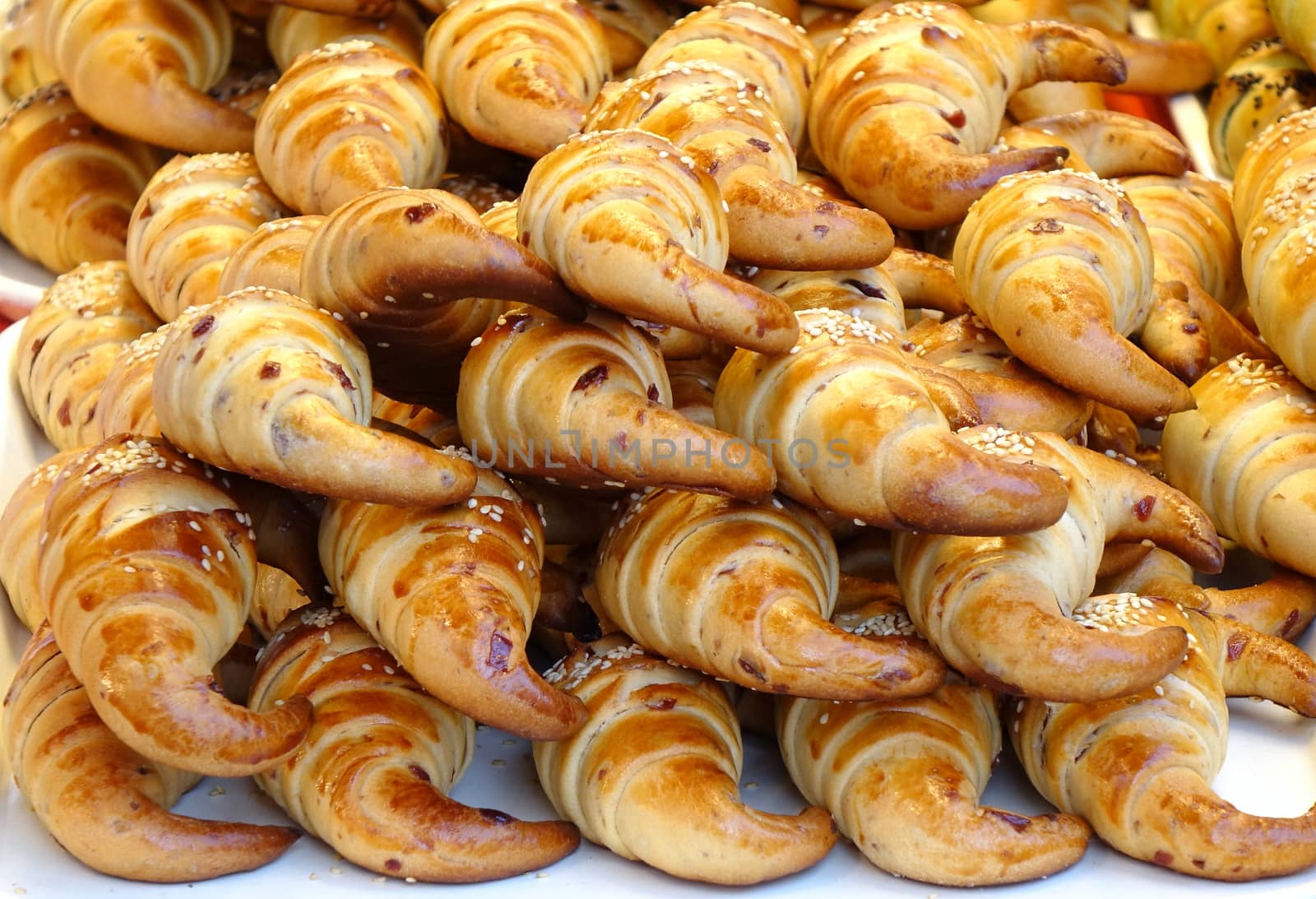 A market stall sells freshly baked Taiwan style croissants
