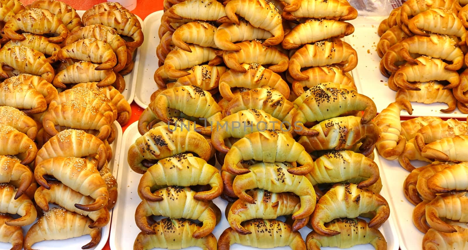 A market stall sells freshly baked Taiwan style croissants