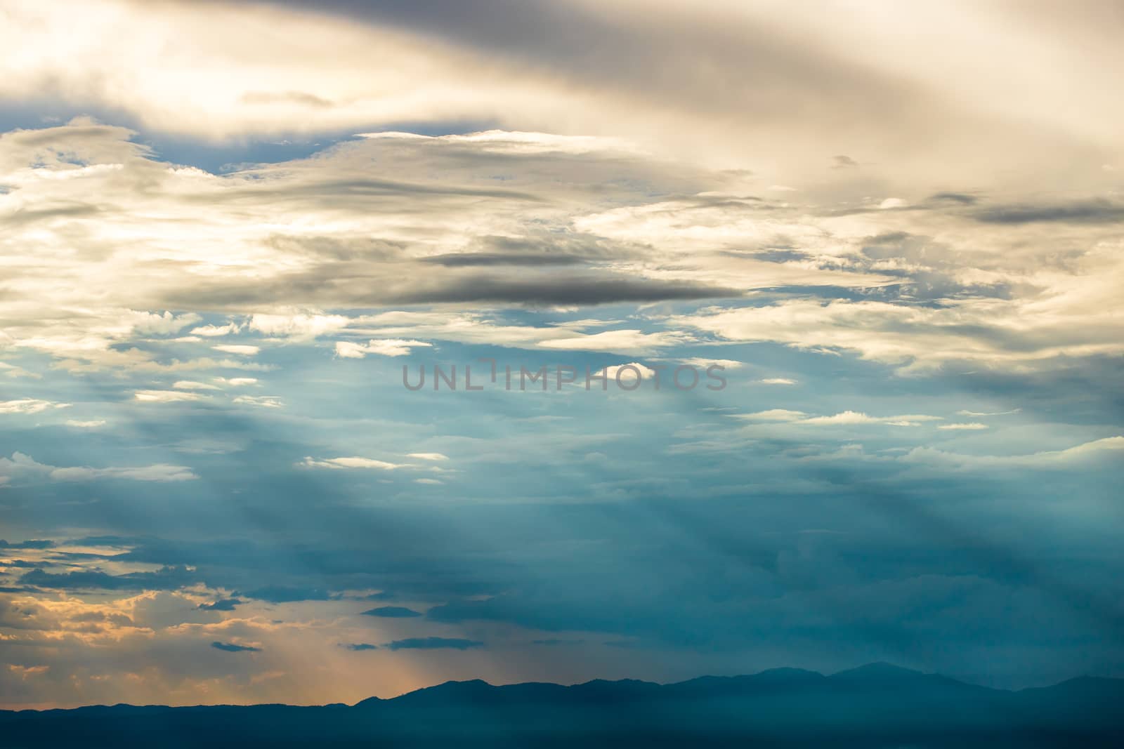 colorful dramatic sky with cloud at sunset