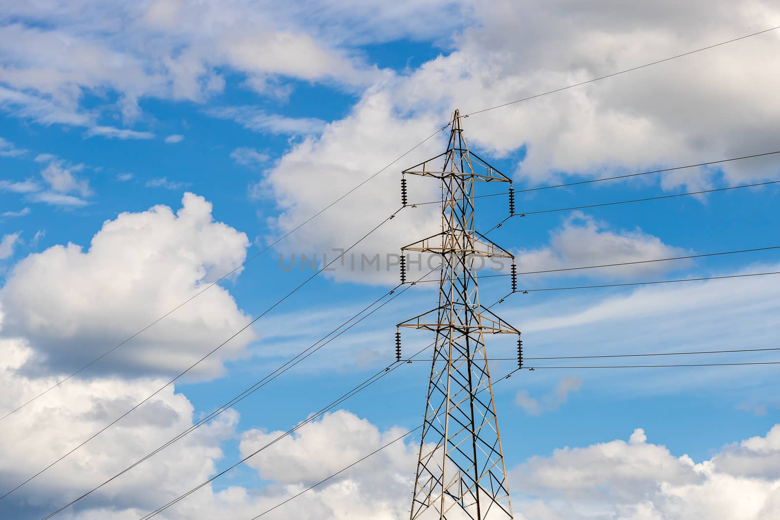 silhouette of high voltage electrical pole structure