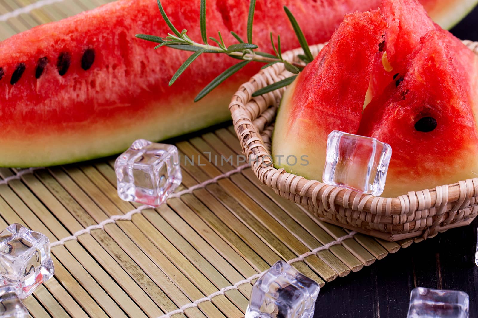 watermelon on wooden background by freedomnaruk