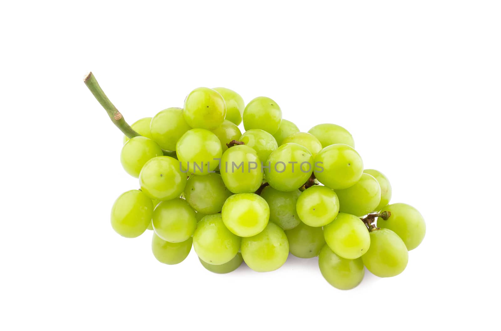 Green grape with leaves isolated on white. by freedomnaruk