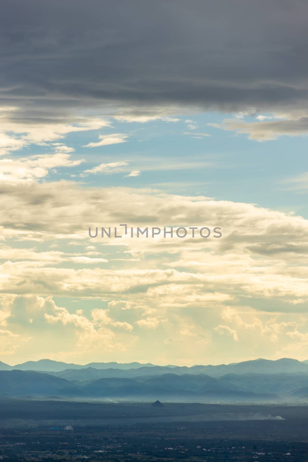 colorful dramatic sky with cloud at sunset