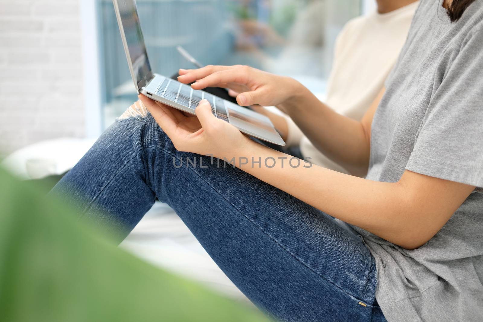 man woman friends using computer tablet. startup teamwork team working together at home