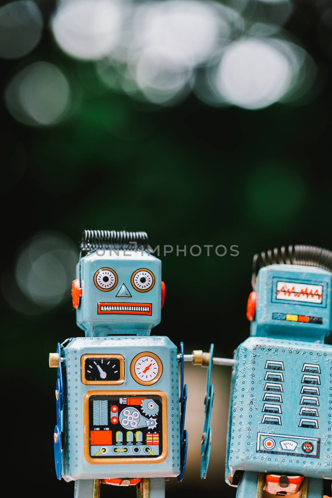 Vintage robot tin toy background  by freedomnaruk