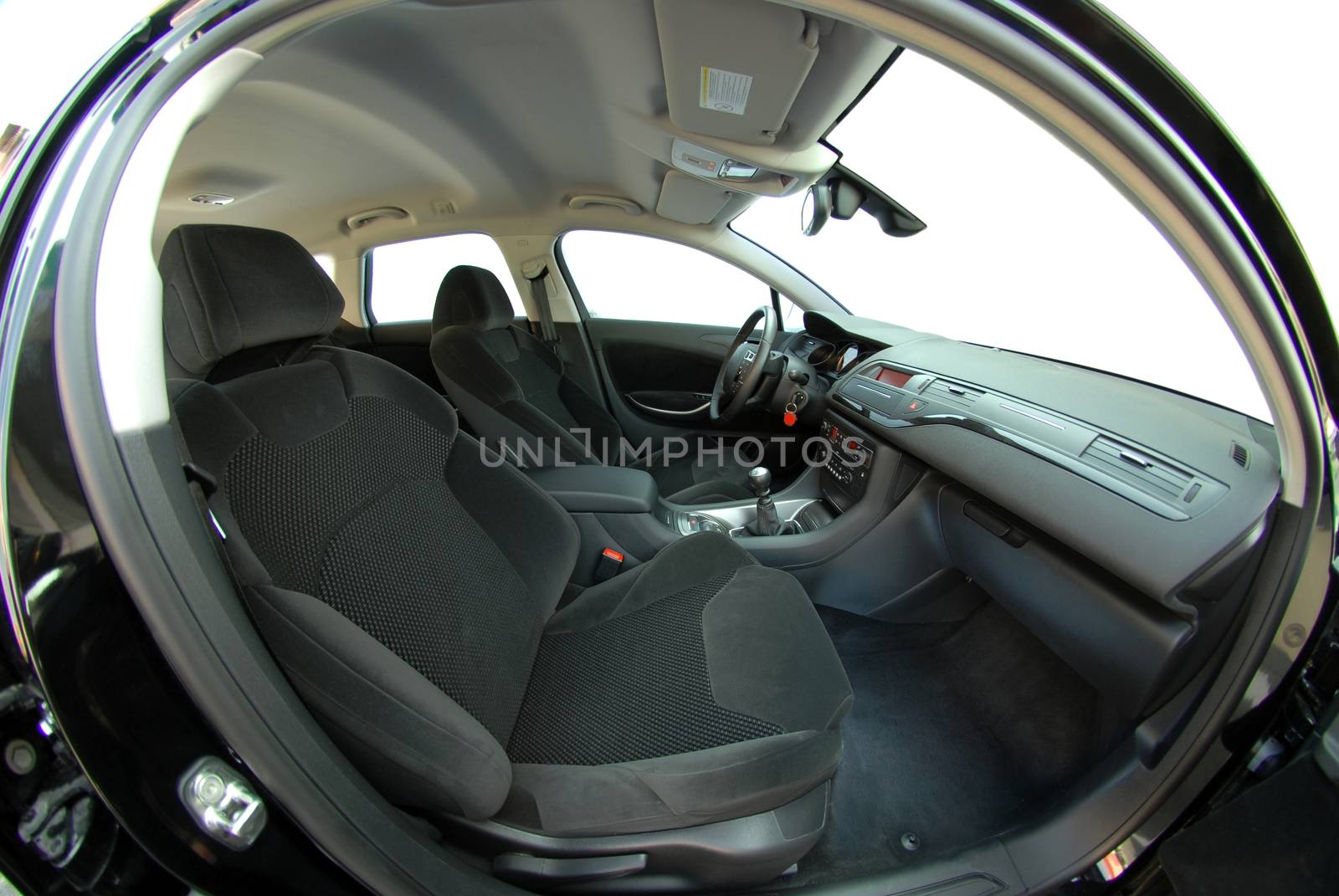 the inside of the car, front seats