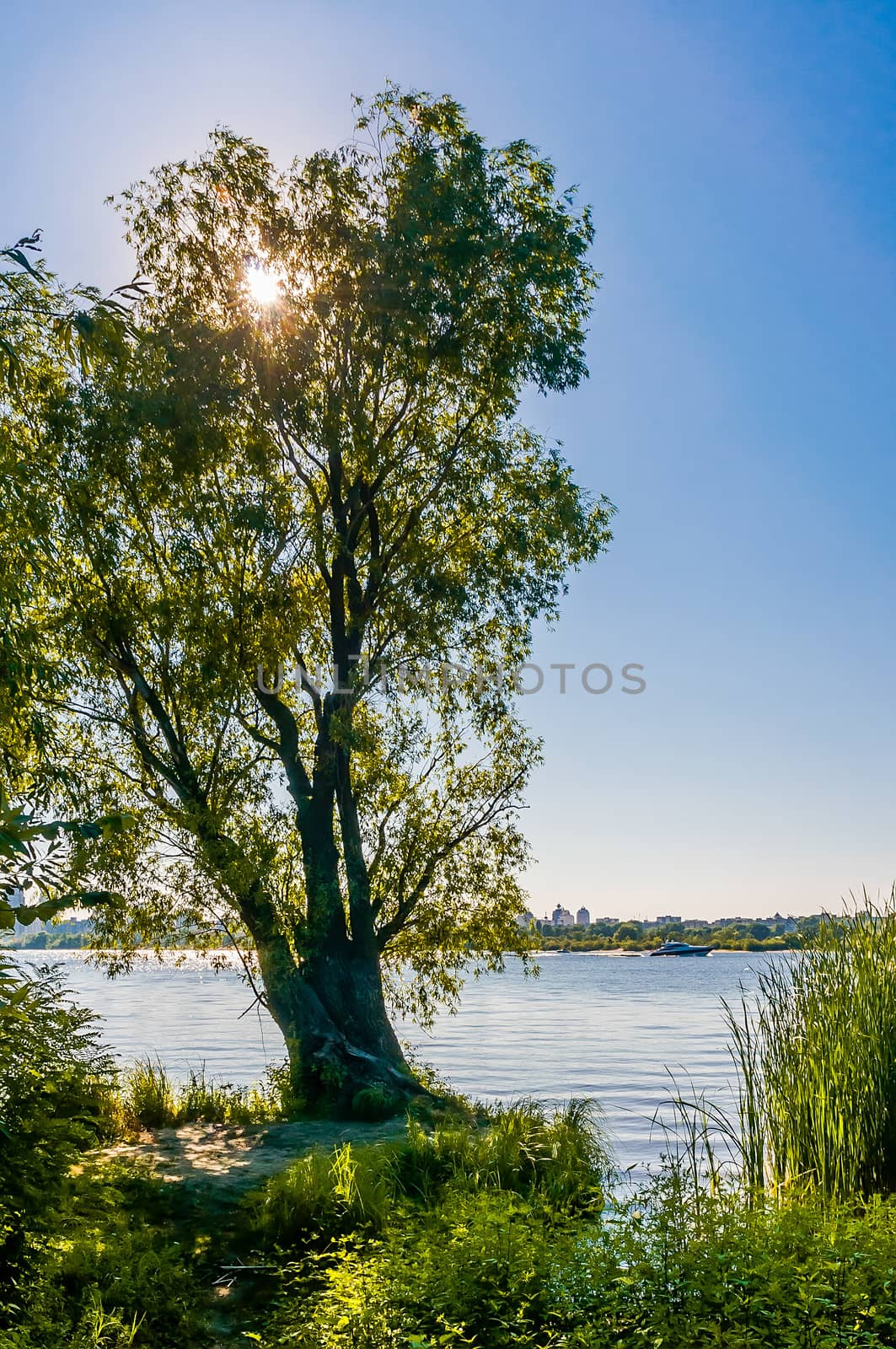 A view of the Dnieper River in Kiev, with the city in the background