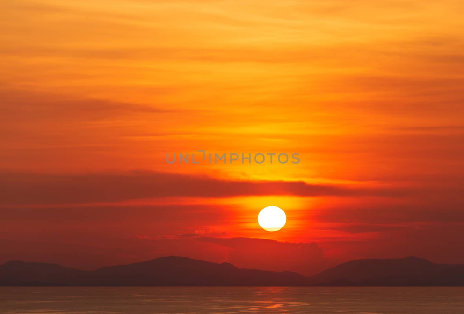 colorful dramatic sky with cloud at sunset