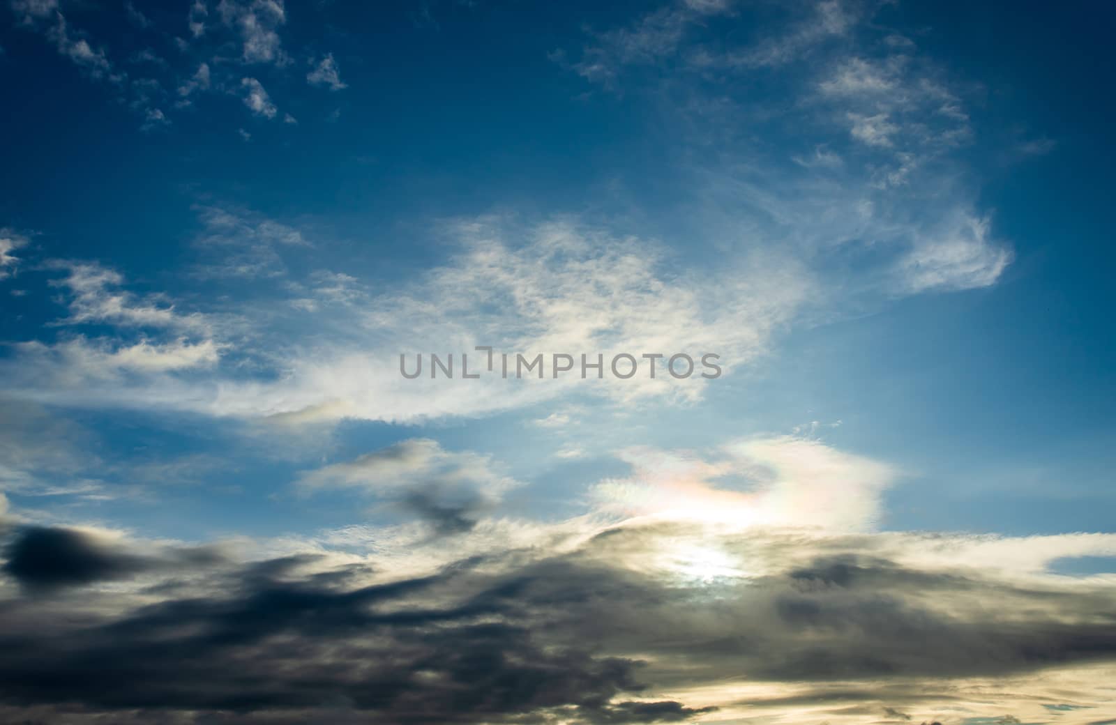 colorful dramatic sky with cloud at sunset by freedomnaruk