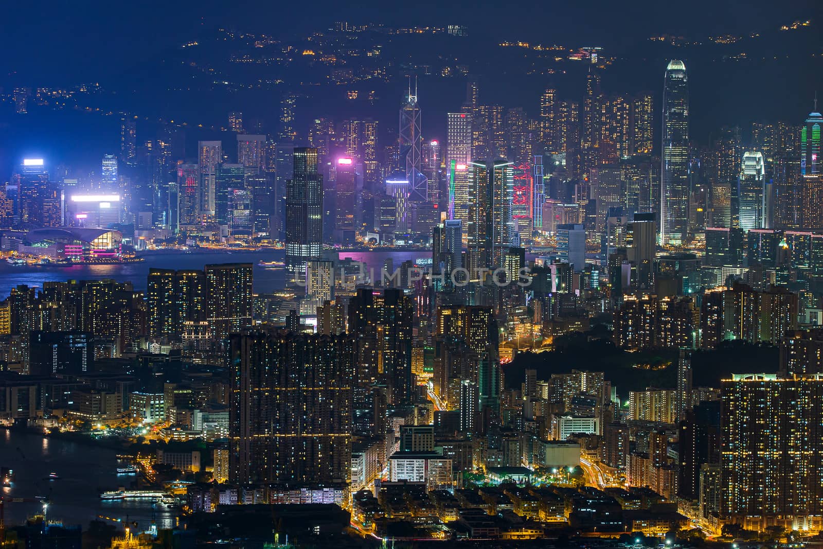 Hong Kong Skyline Kowloon from Fei Ngo Shan hill sunset