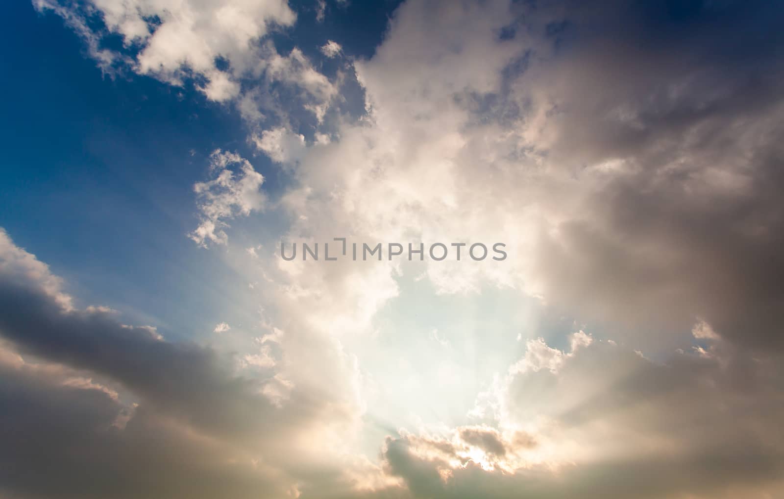 colorful dramatic sky with cloud at sunset