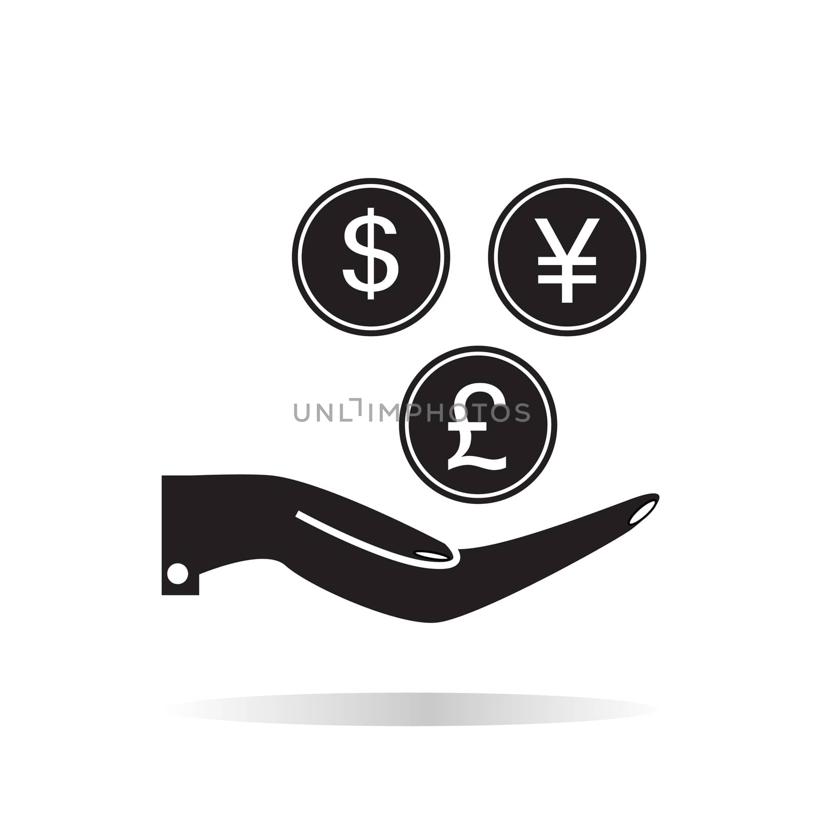 Pictograph of money in hand on white background. money in hand sign. flat style. money in hand icon for your web site design, logo, app, UI.