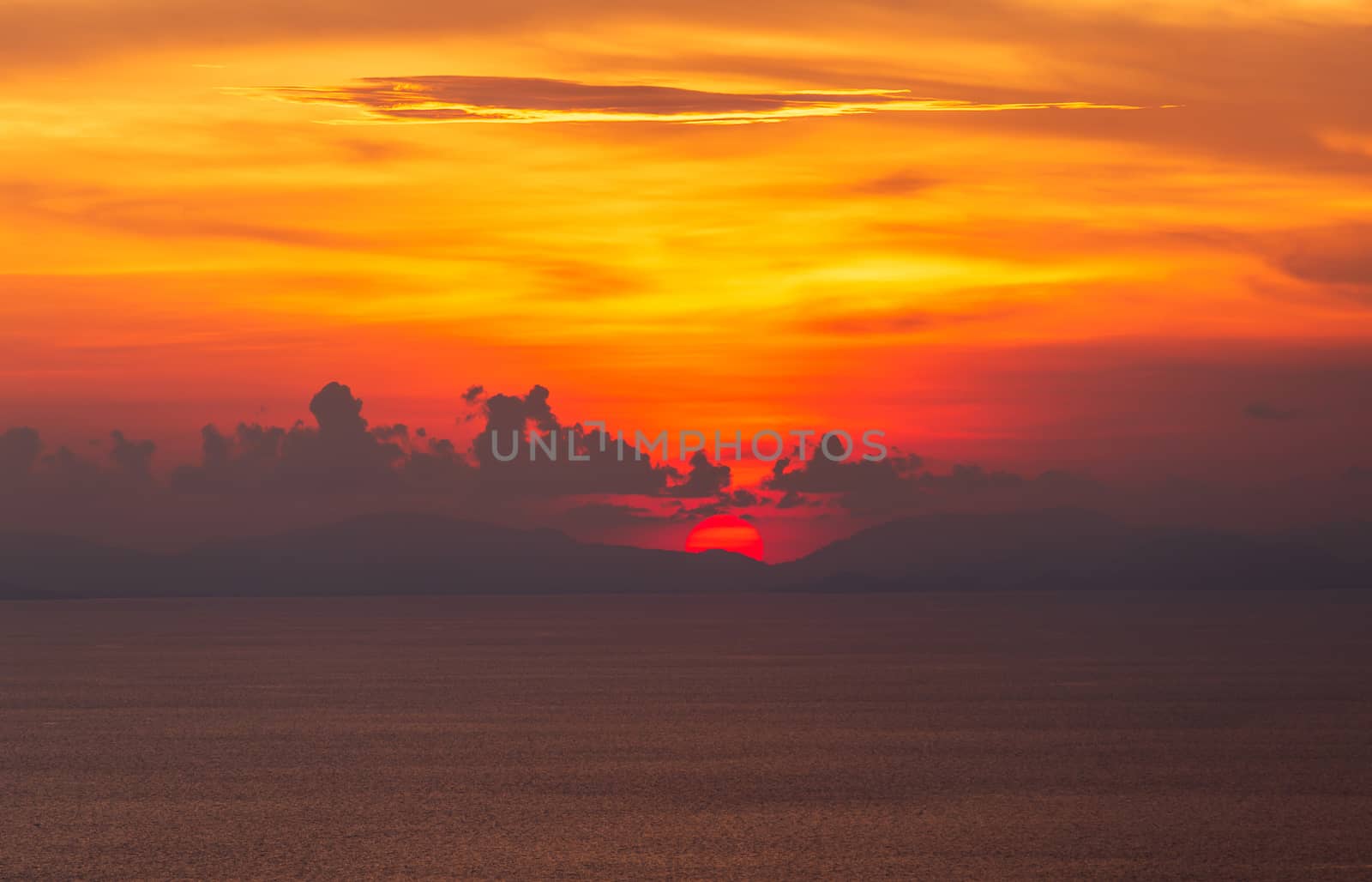 colorful dramatic sky with cloud at sunset
 by freedomnaruk