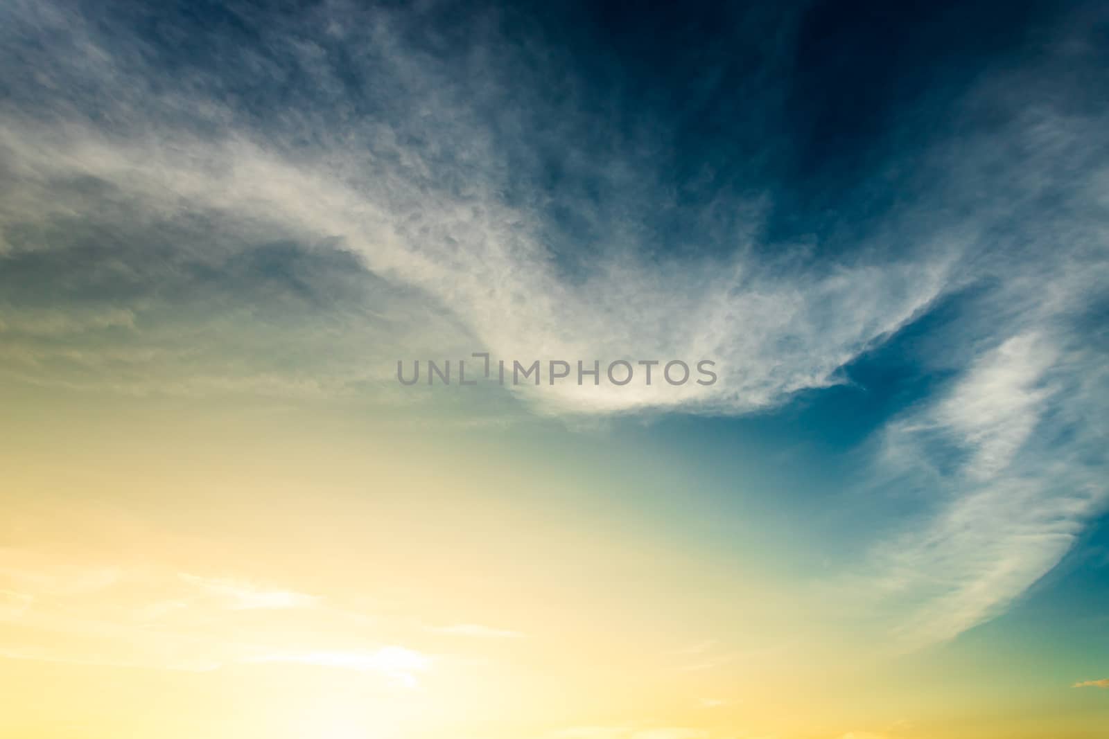 colorful dramatic sky with cloud at sunset