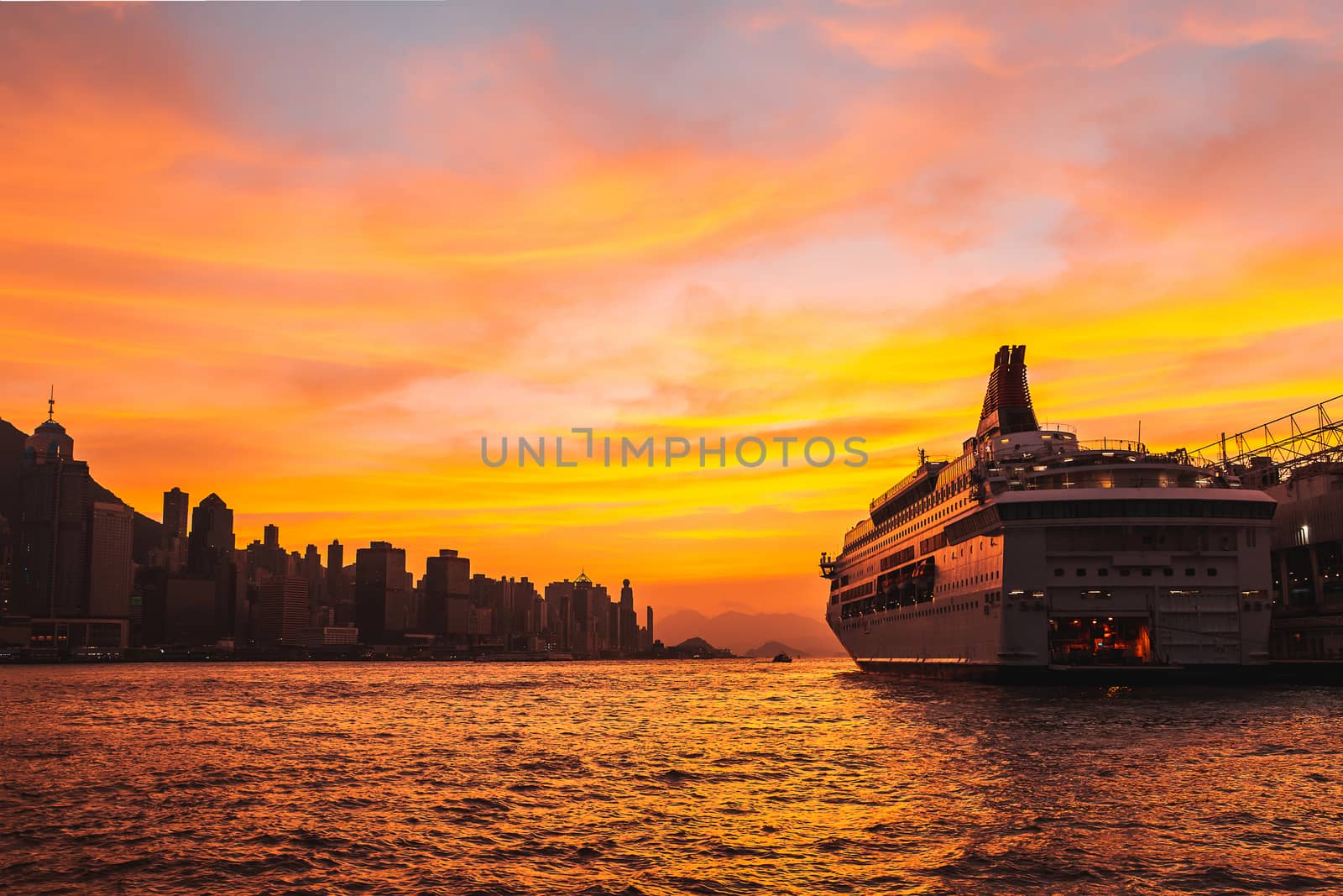 Hong Kong Skyline Kowloon from Fei Ngo Shan hill sunset