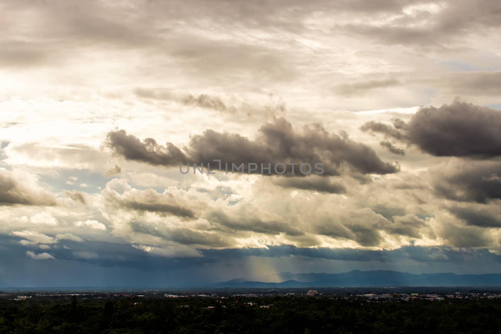 colorful dramatic sky with cloud at sunset