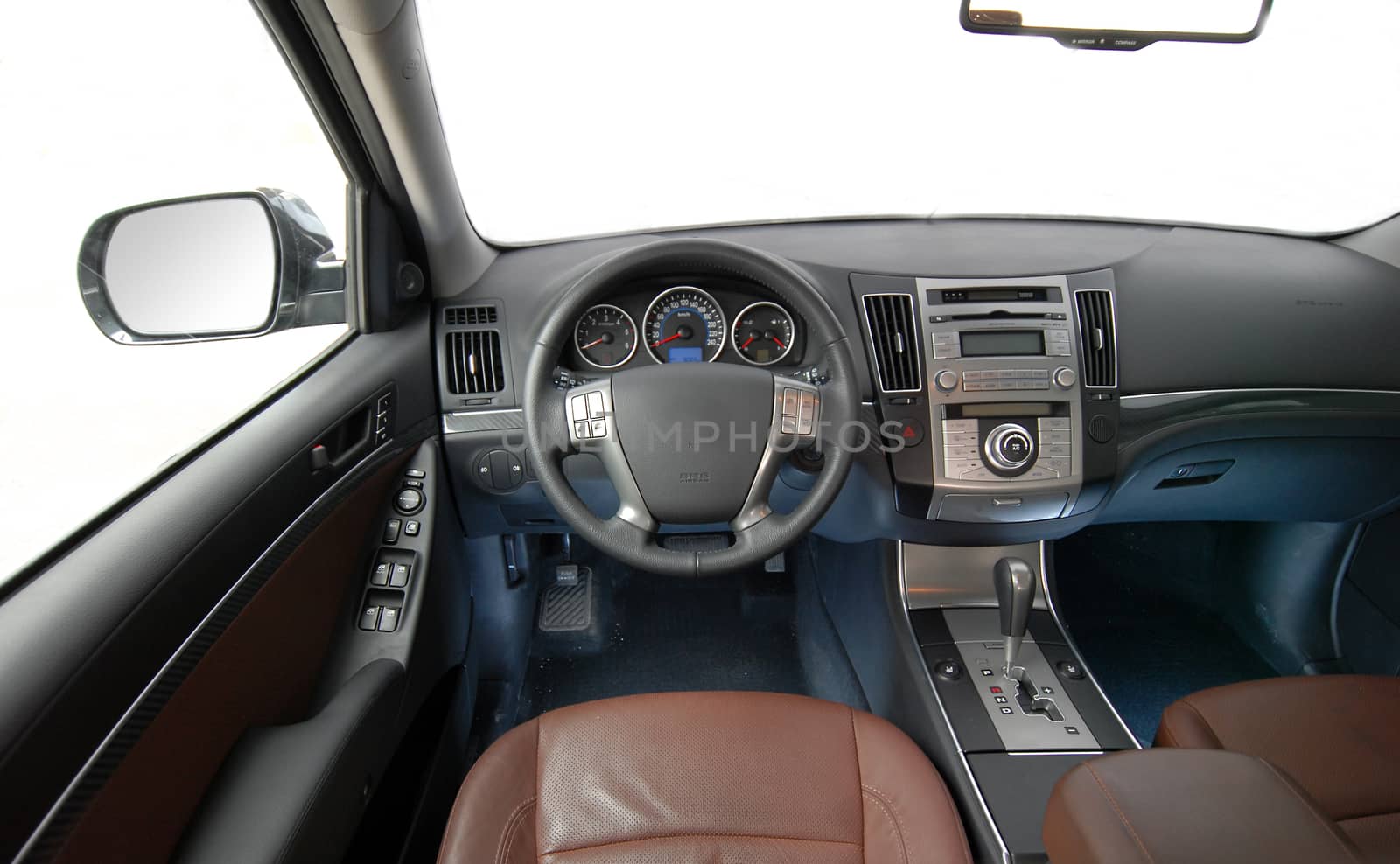 the inside of the passenger car, front view