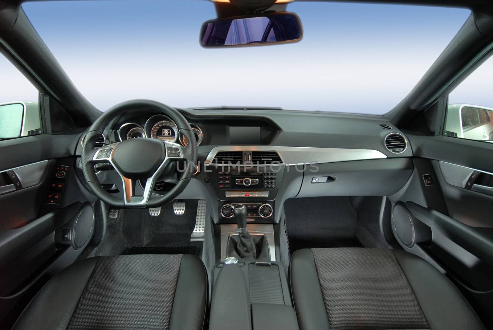 the inside of the passenger car, front view