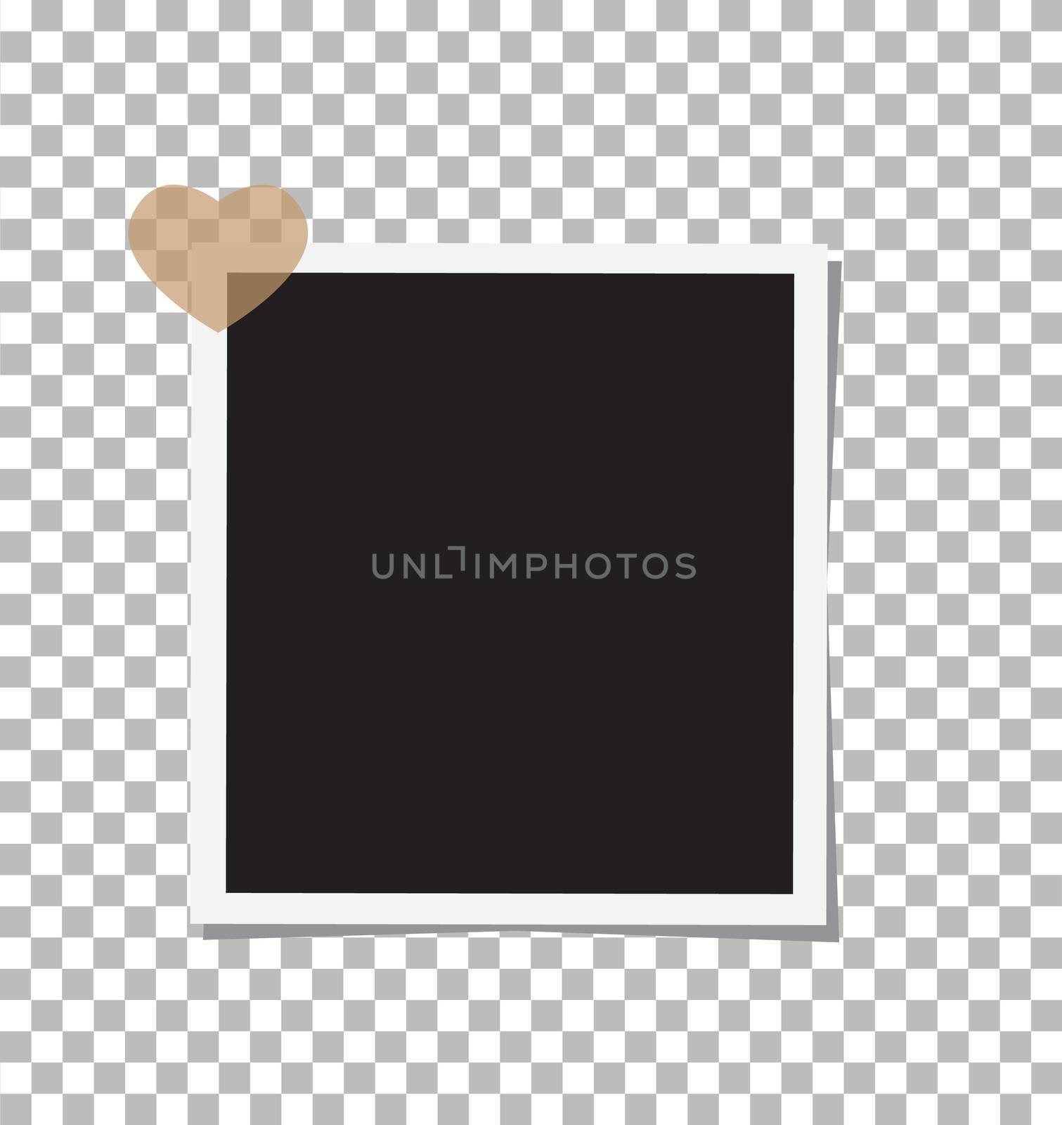 Photo frame and a heart with shadow on the background isolate. flat style. Photo frame icon for your web site design, logo, app, UI. Photo frame and a heart symbol.