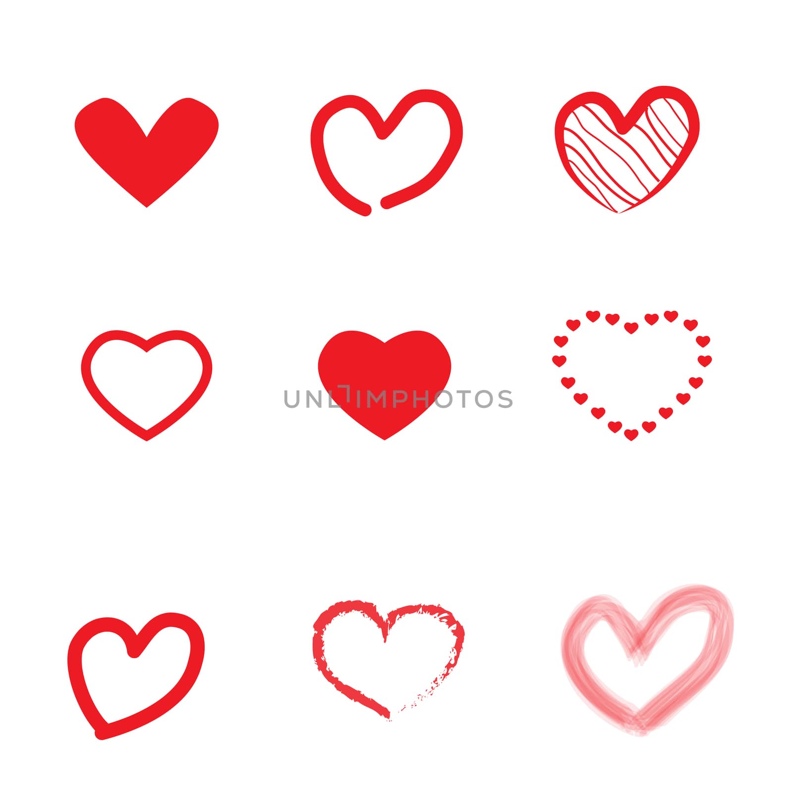 set of hearts, idel for valentines day and wedding. hearts icon on white background. flat style. hearts sign. 