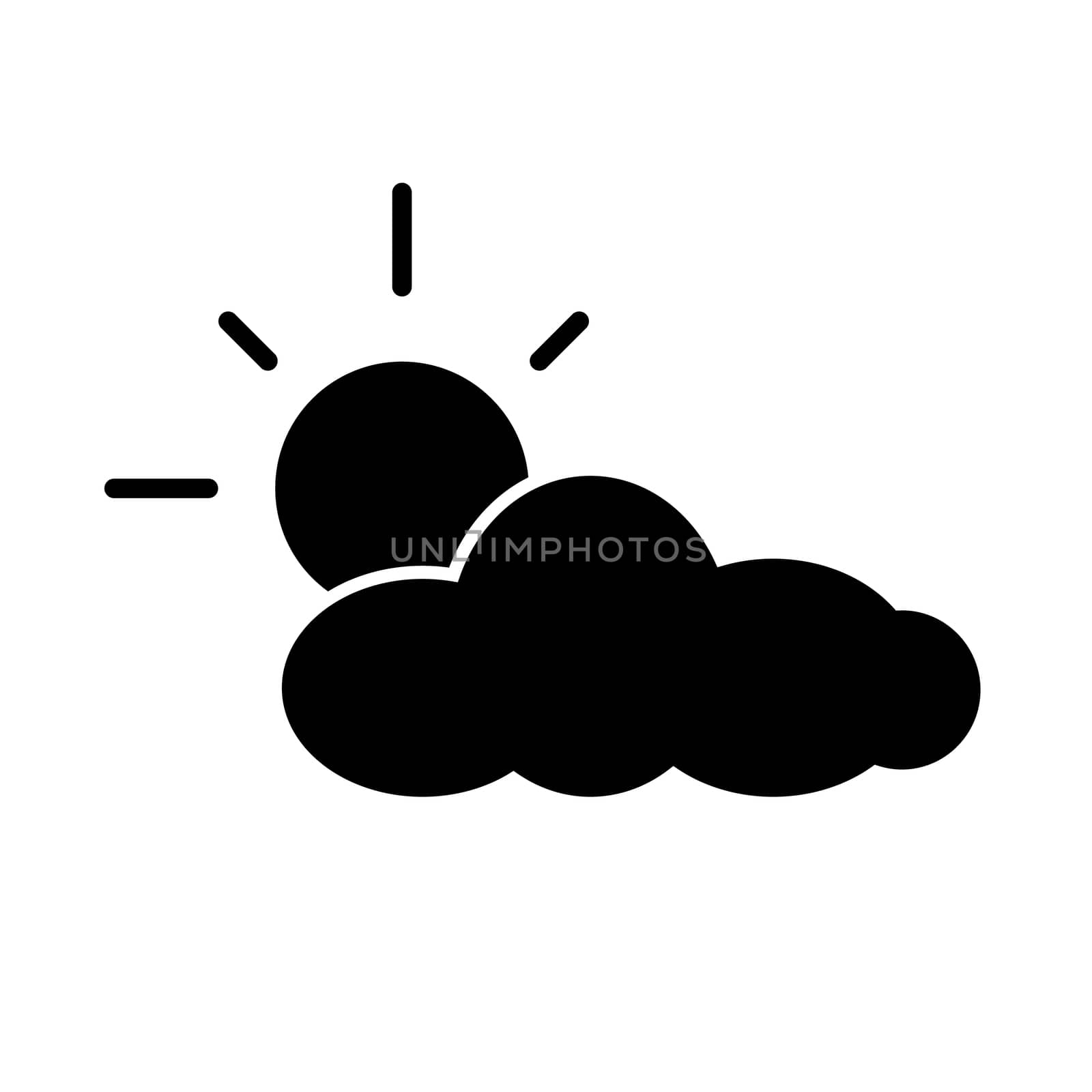 sun and cloud icon on white background. sun and cloud sign. 