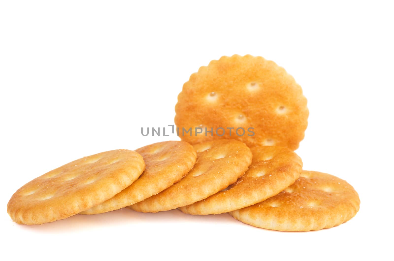 Few crackers isolated on white background