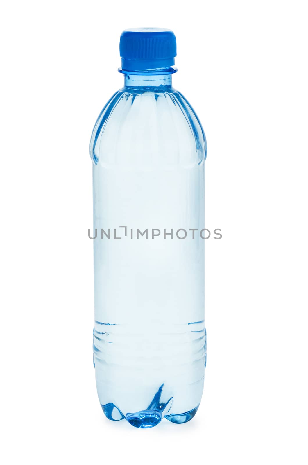 Small plastic bottle  with water isolated on white background