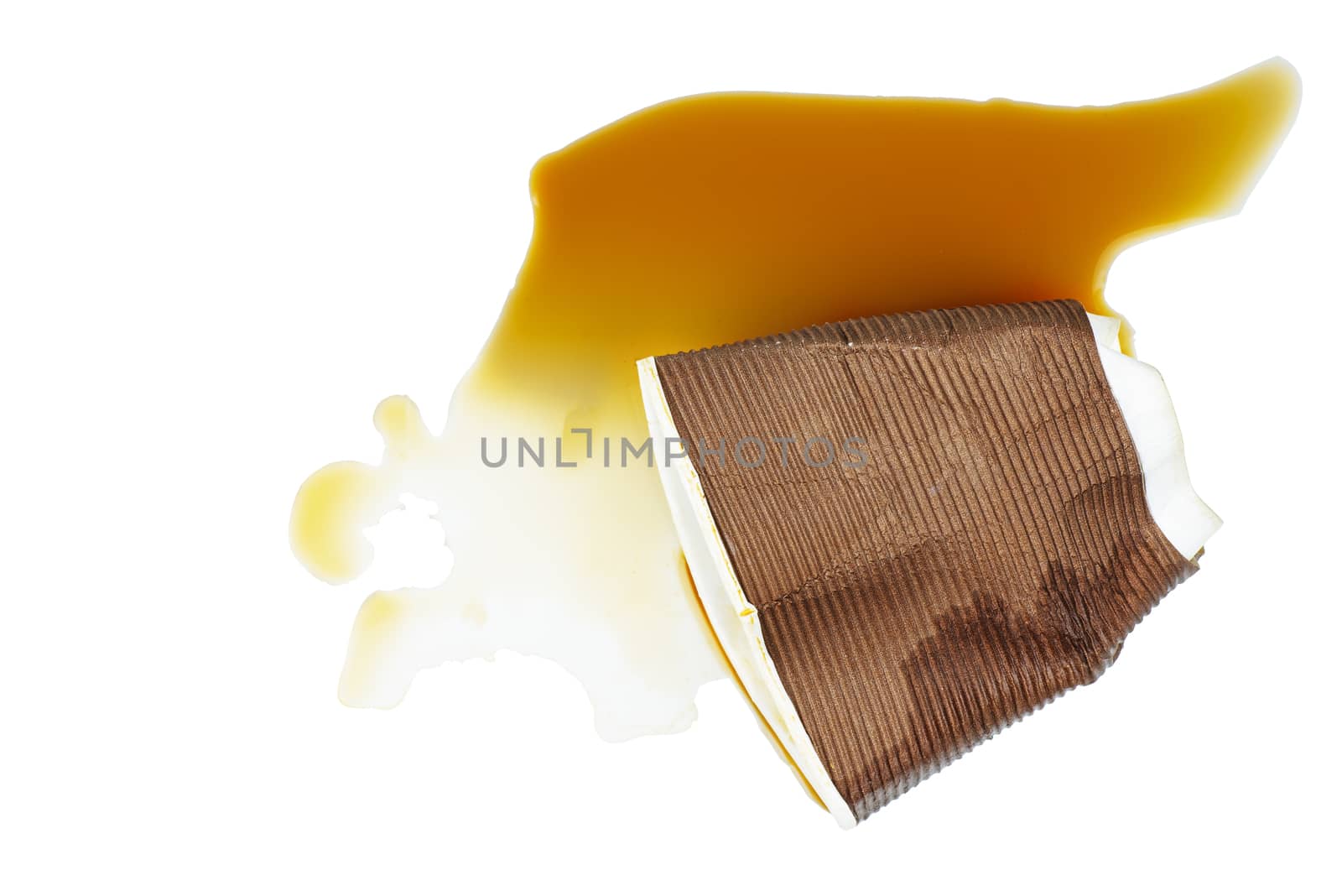Empty plastic cup of coffee isolated on white background