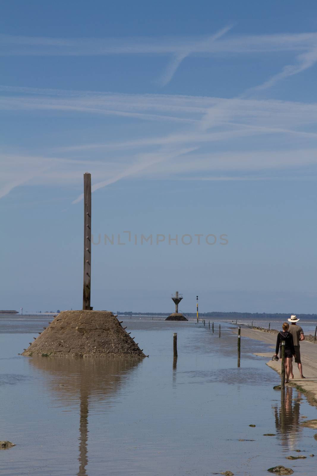 A flat deserted beach in France