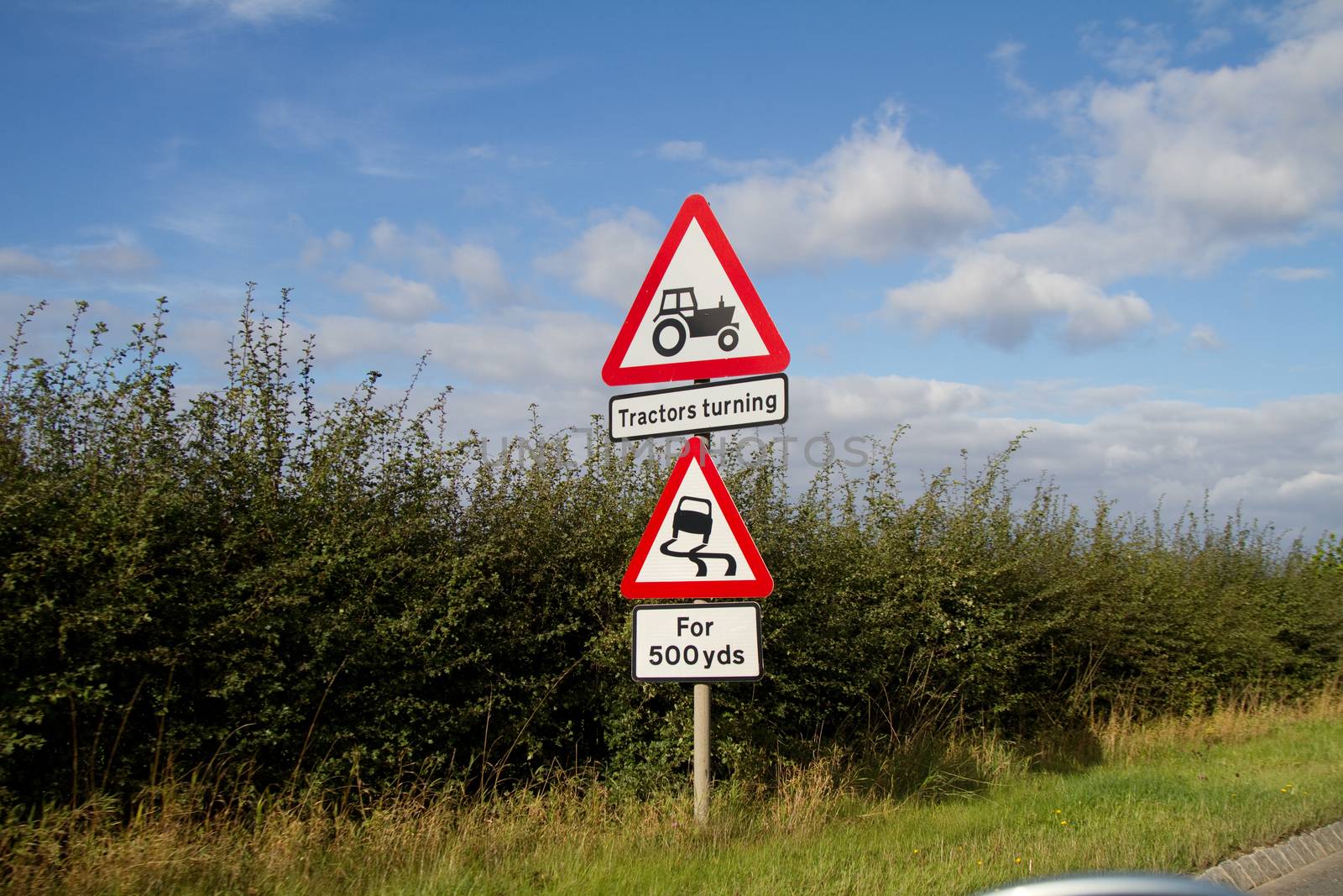 Tractor and Swerve Road Sign in England