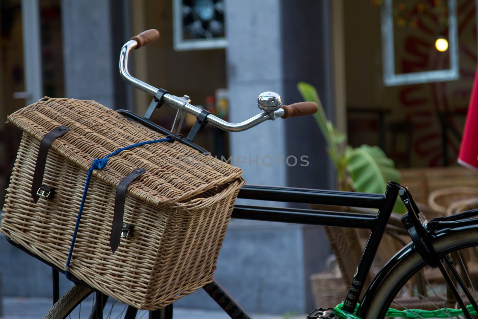 European bicycles in a city parked up