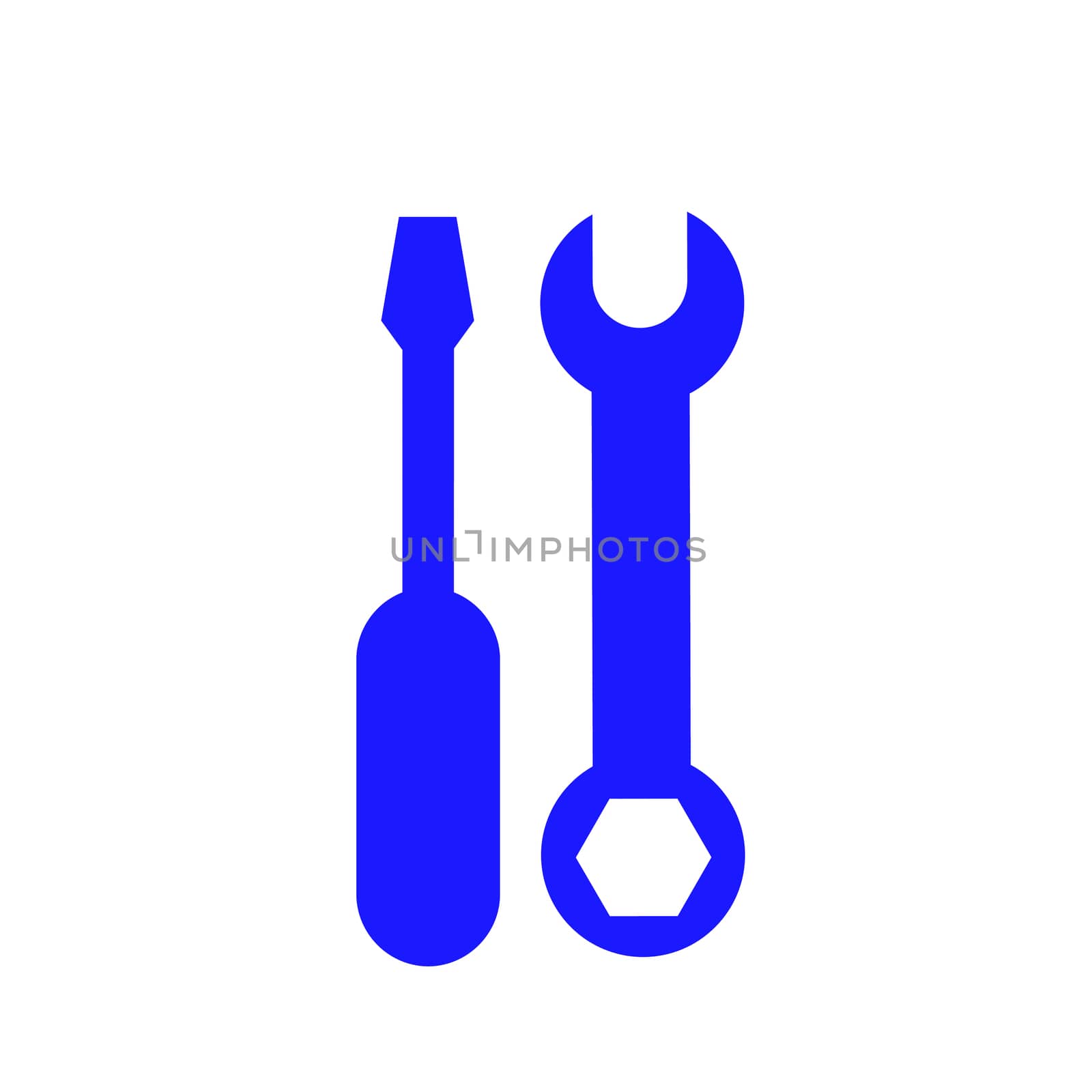 Wrench and screwdriver icon on white background.