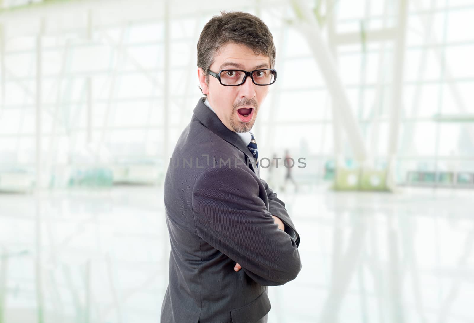 young business man surprised at the office