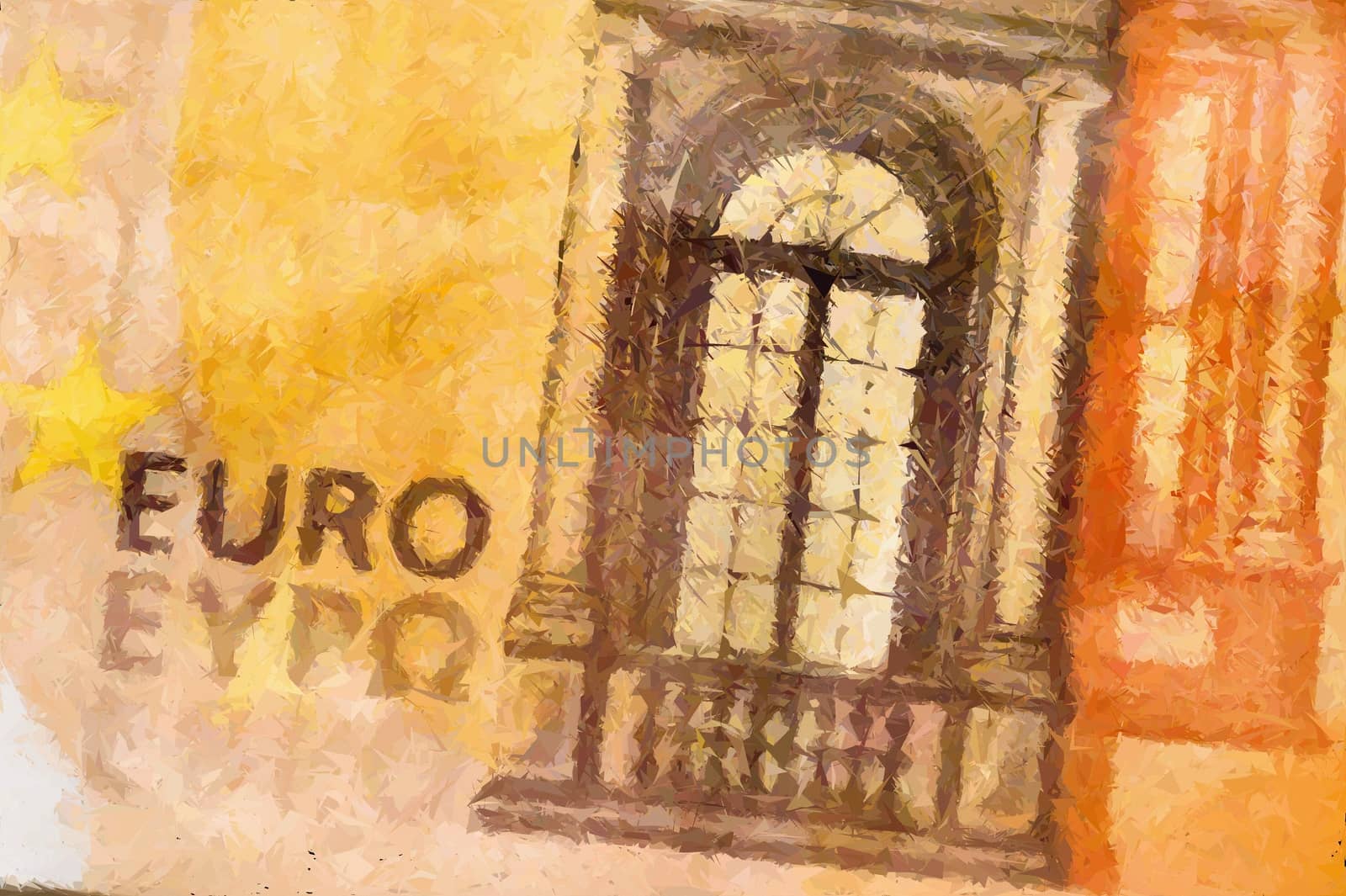 abstract euro note textured background in shades of brown and orange by paddythegolfer