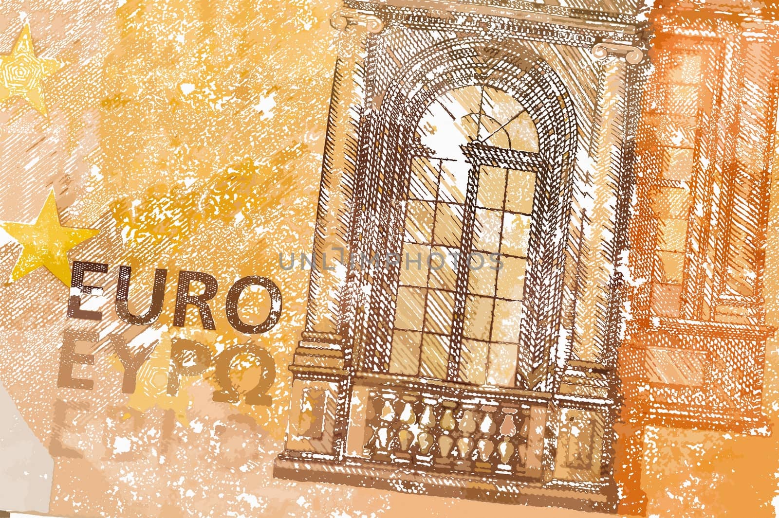 abstract euro note textured background in shades of brown and orange by paddythegolfer