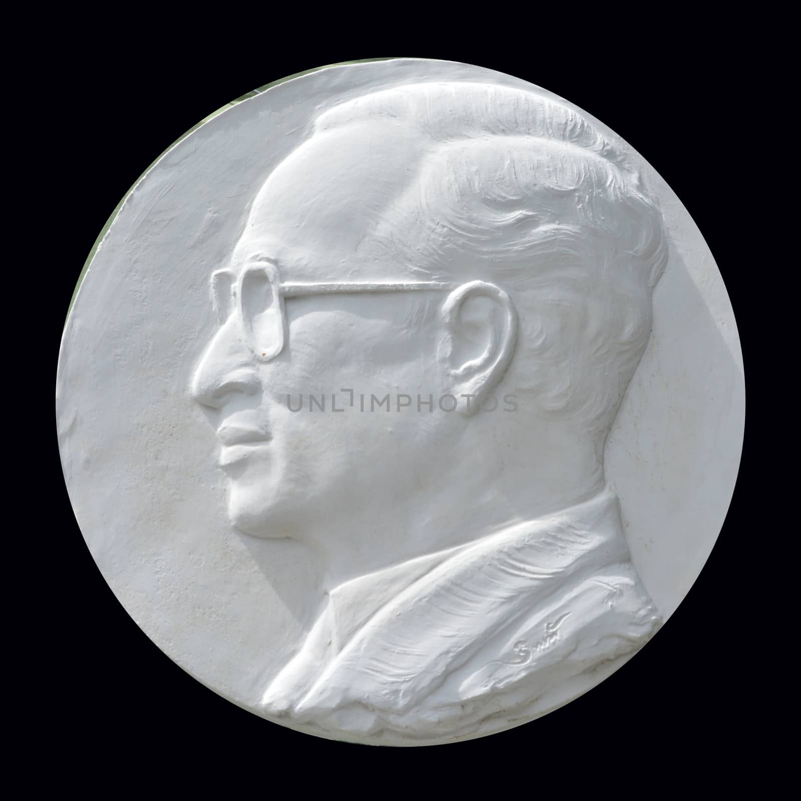 plaster Bas relief of His Majesty King Bhumibol portrait by ideation90