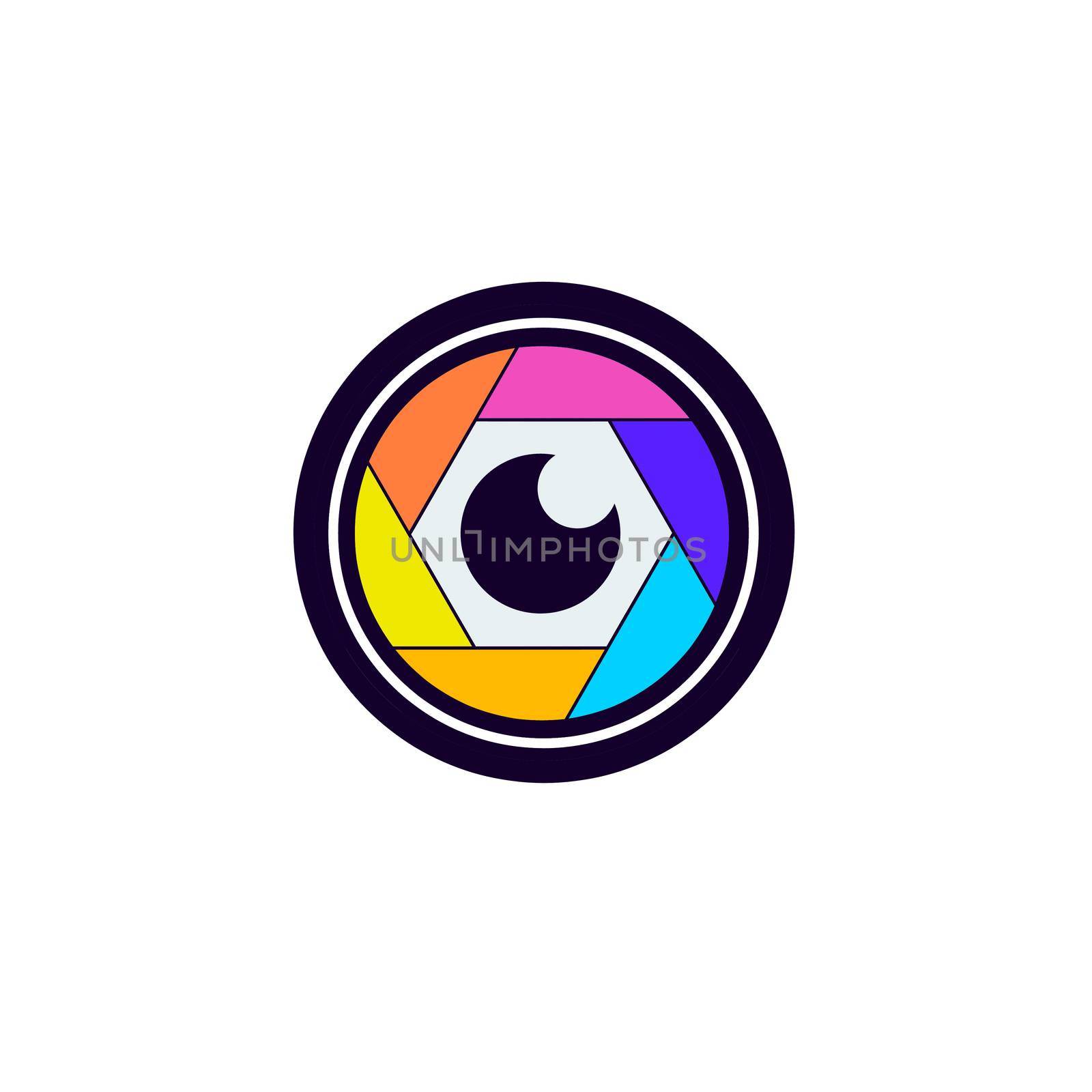 Colorful camera shutter icon on white background. by praditlohhana
